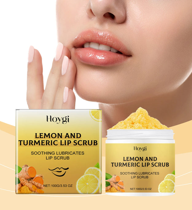 Hoygi 100g Turmeric Lemon Lip Scrub Moisturizing Lip Care Gentle Exfoliating Plumping Remove Dead Skin Nourish Chapped Lip Scrub