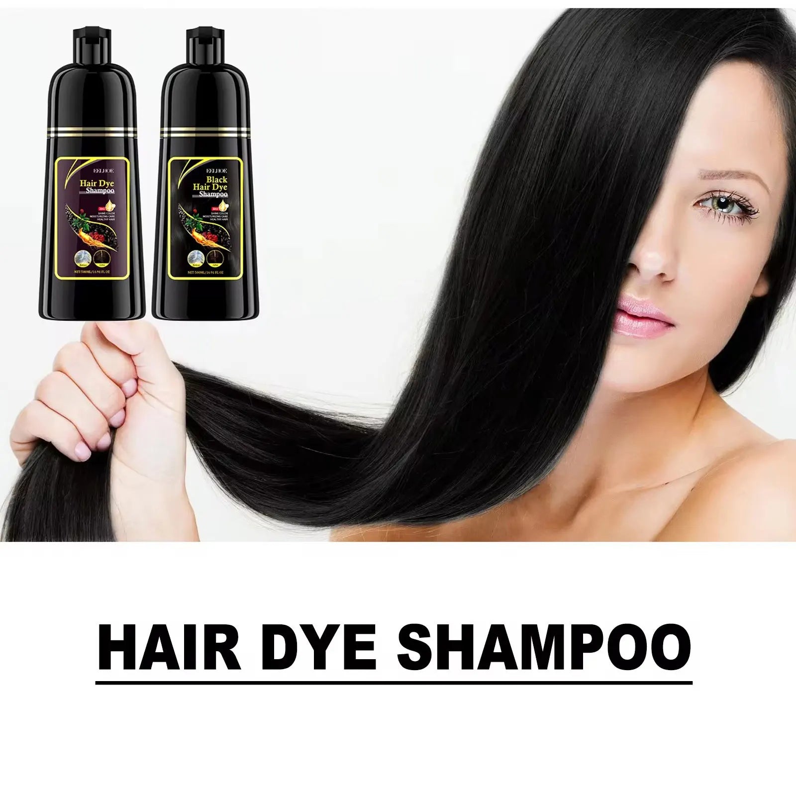 EELHOE 3-in-1 Hair Dye Shampoo to Darken Hair Cleaning Hair Color Shampoo Polygonum Multiflorum Growth of Hair Dye Shampoo 500ml - BlissFully