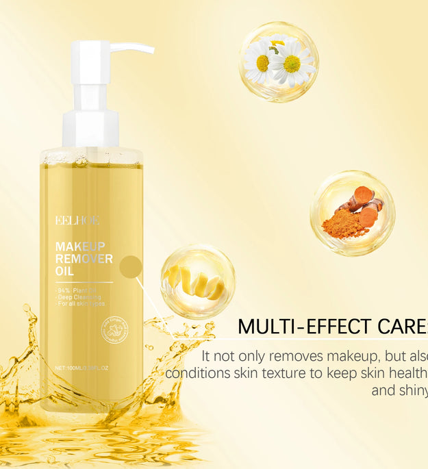 Eelhoe 100ml Ginger Lemon Makeup Remover Oil Cares Skin Clean Pores Makeup Residue Refreshing Non Tight Makeup Remover Oil