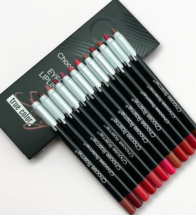12 color matte lip liner set, lipstick pen in 12 colors, gift set, durable lip makeup