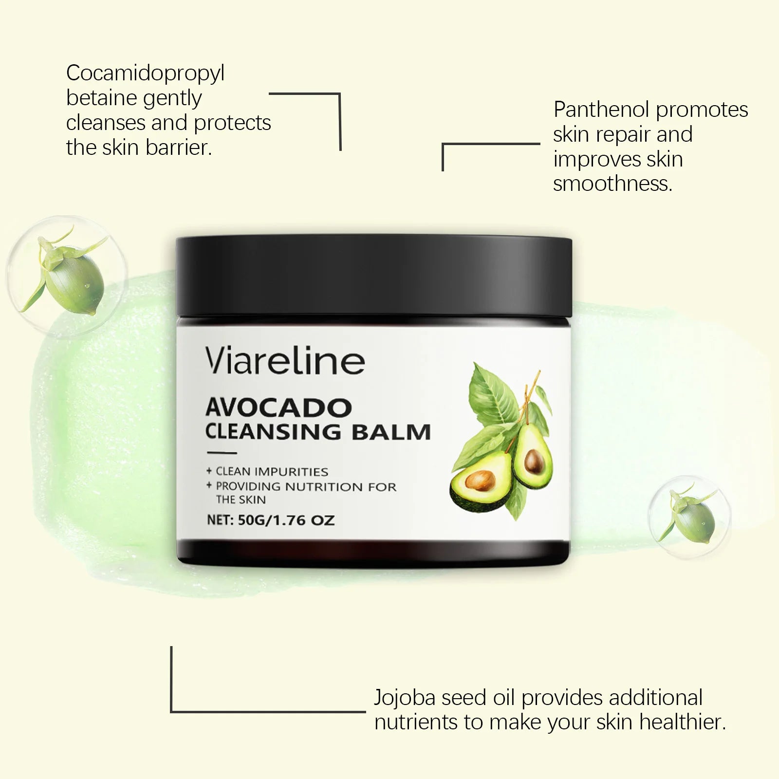 Viareline Makeup Remove Balm Gentle Cleaning Pore Dirts Moisturizing No-sticky Refreshing Enhance Smoothness Face Makeup Remover