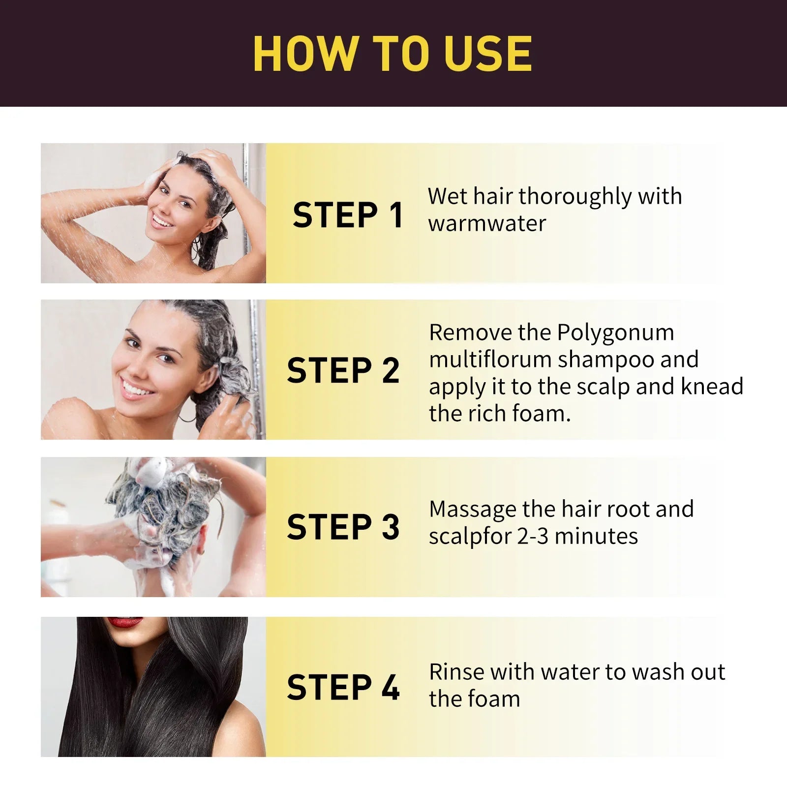 EELHOE 3-in-1 Hair Dye Shampoo to Darken Hair Cleaning Hair Color Shampoo Polygonum Multiflorum Growth of Hair Dye Shampoo 500ml - BlissFully