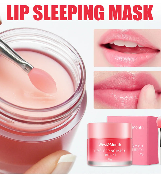 West&Month 20g Moisturizing Lip Sleeping Mask Night Sleep Maintenance Nourish Fade Lip Lines Remove Dead Skin Repairing Lip Balm