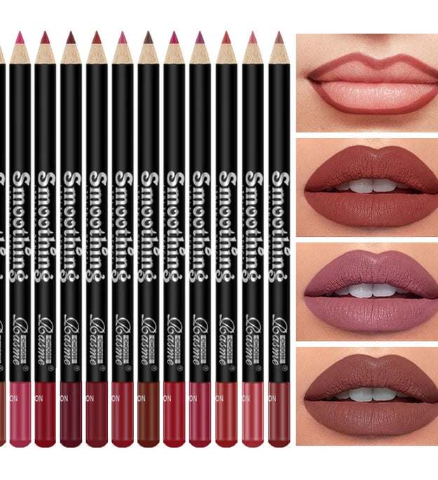 12 pcs Long-Lasting Lipstick Set with Professional Lip Liner Pencil and Matte Lip Gloss for Women Valentine's Day Gifts
