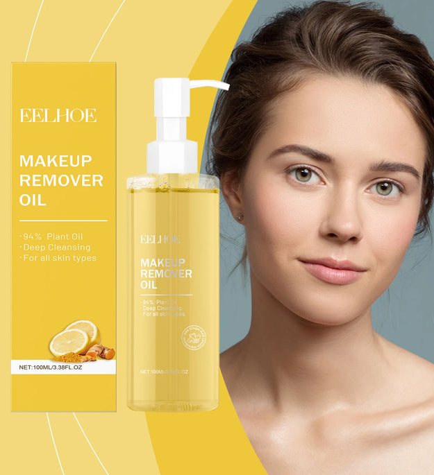 Eelhoe 100ml Ginger Lemon Makeup Remover Oil Cares Skin Clean Pores Makeup Residue Refreshing Non Tight Makeup Remover Oil