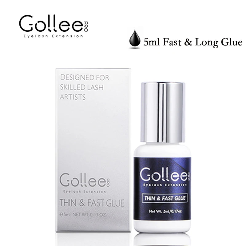 Gollee 1s Dry lash glue Adaptability Use Eyelashes Extension Glue Waterproof 6-8 Weeks Long Lasting Low Smell Super Glue Makeup