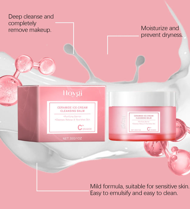 Hoygi Face Makeup Remover Balm Moisturizing Skin No Tight Non-irritating Purifying Pores Shrinking Refreshing Eyes and Lip Clean