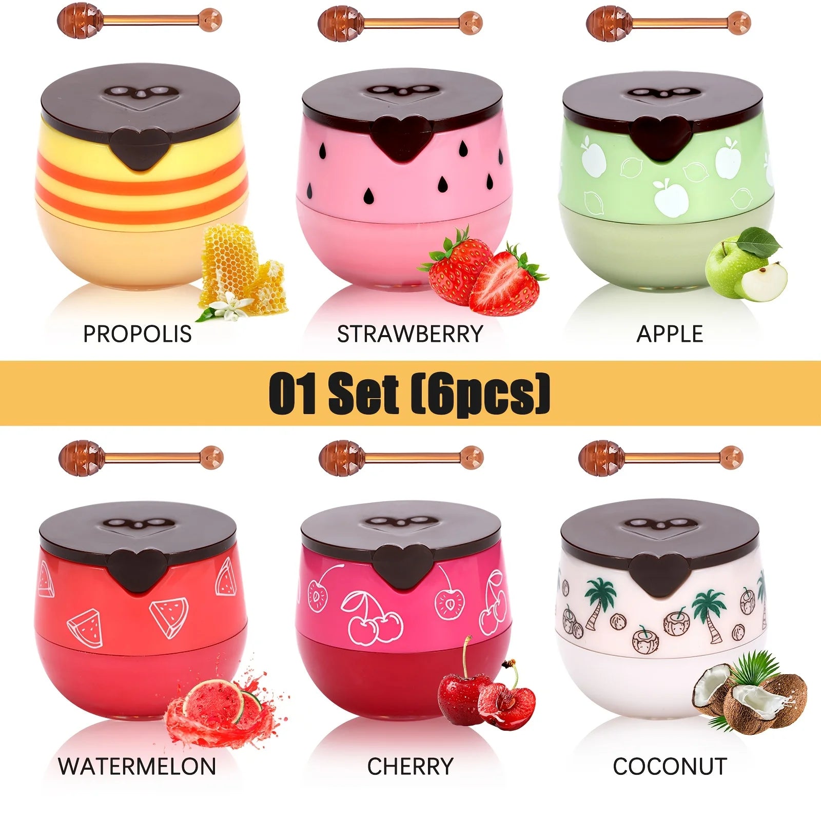 Lip Mask Honey Pot, Moisturizing Lip Mask with Brush, Lip Sleeping Mask Overnight, Hydrating Lip Balm, Lip Mask Propolis