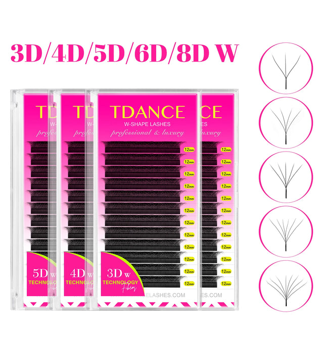 TDANCE 3D 4D 5D 6D Premade Fans Eyelash Extension W Style Faux Mink Natural Soft Bloom Lash Automatic Flowering Volume Eyelashes