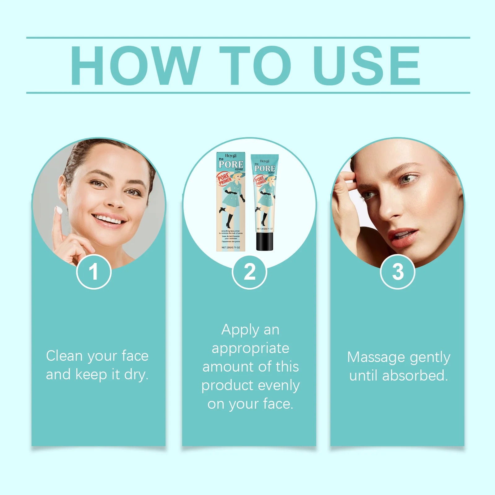 Hoygi Face Makeup Pore Primer Moisturizing Long Lasting Non-sticky Even Skin Tone Oil Control Sweatproof Smoothing Pore Primer