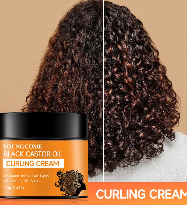 Black Castor Oil Curl Defining Cream Non-stick Hydrates & eliminates frizz, Hair-Smoothing Anti-Frizz Cream to Define 40/70g hot