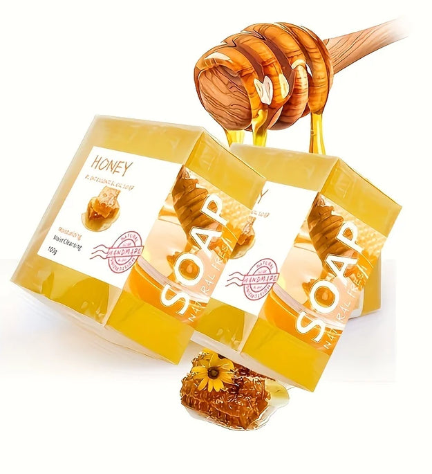 Natural Honey Handmade Soap Set with Essential Oils - 100g x 2pcs, Unisex, Perfect for Home or Travel