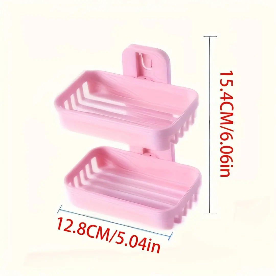1Set Soap Holder, Strong Adhesive Double Layer Soap Dish, Removable Drill - Shower Soap Holder Shower, Bathroom, Bathtub