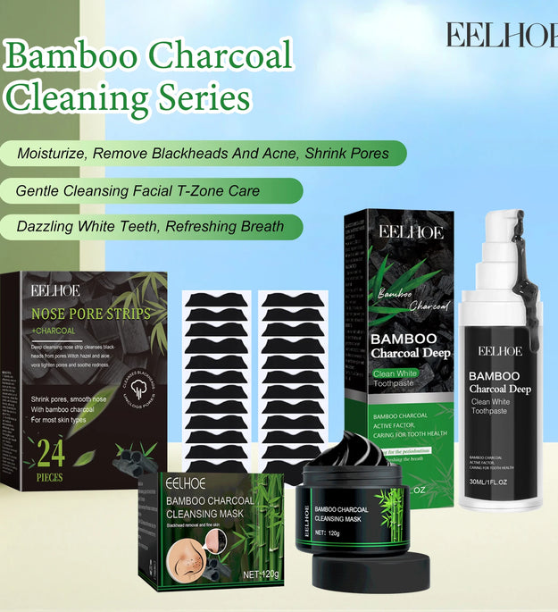 Eelhoe Charcoal Face Mask Nose Strips Toothpaste Blackhead Remover Clean Pores Teeth Whiten Oil Control  Face Teeth Clean Series