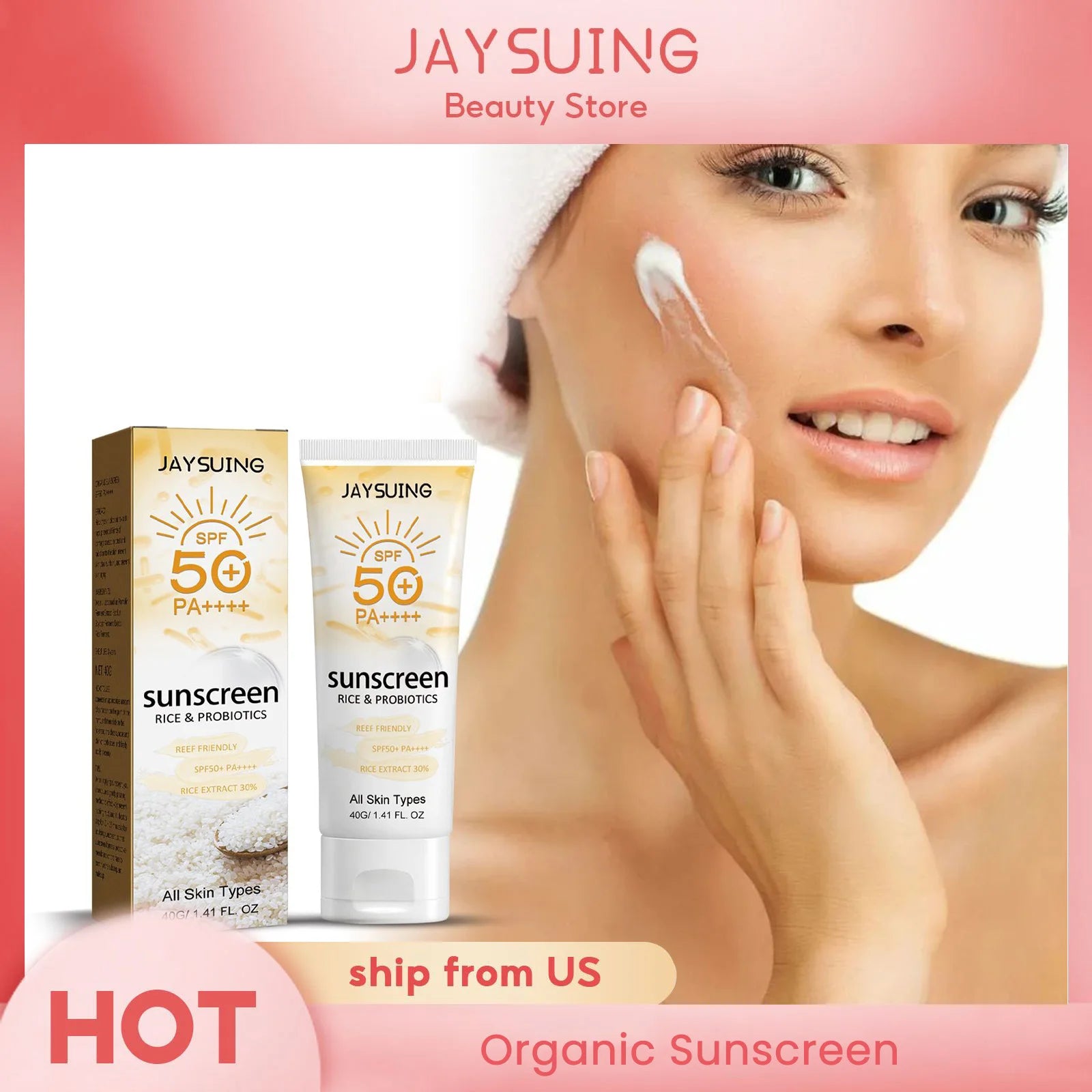 Jaysuing 40g Summer Probiotic Organic Sunscreen Outdoor Isolation Uv Protection Spf 50 Moisturizing Whiten Skin Body Sunblock
