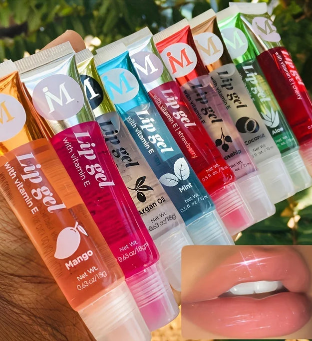 6Pcs/Set, Moisturizing Clear Lip Gloss, VE, Rosehip, Argan, Peppermintaloe, Coconut Flavor, Translucent Plumping Lip Oils Gift S