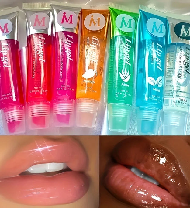 6Pcs/Set, Moisturizing Clear Lip Gloss, VE, Rosehip, Argan, Peppermintaloe, Coconut Flavor, Translucent Plumping Lip Oils Gift S