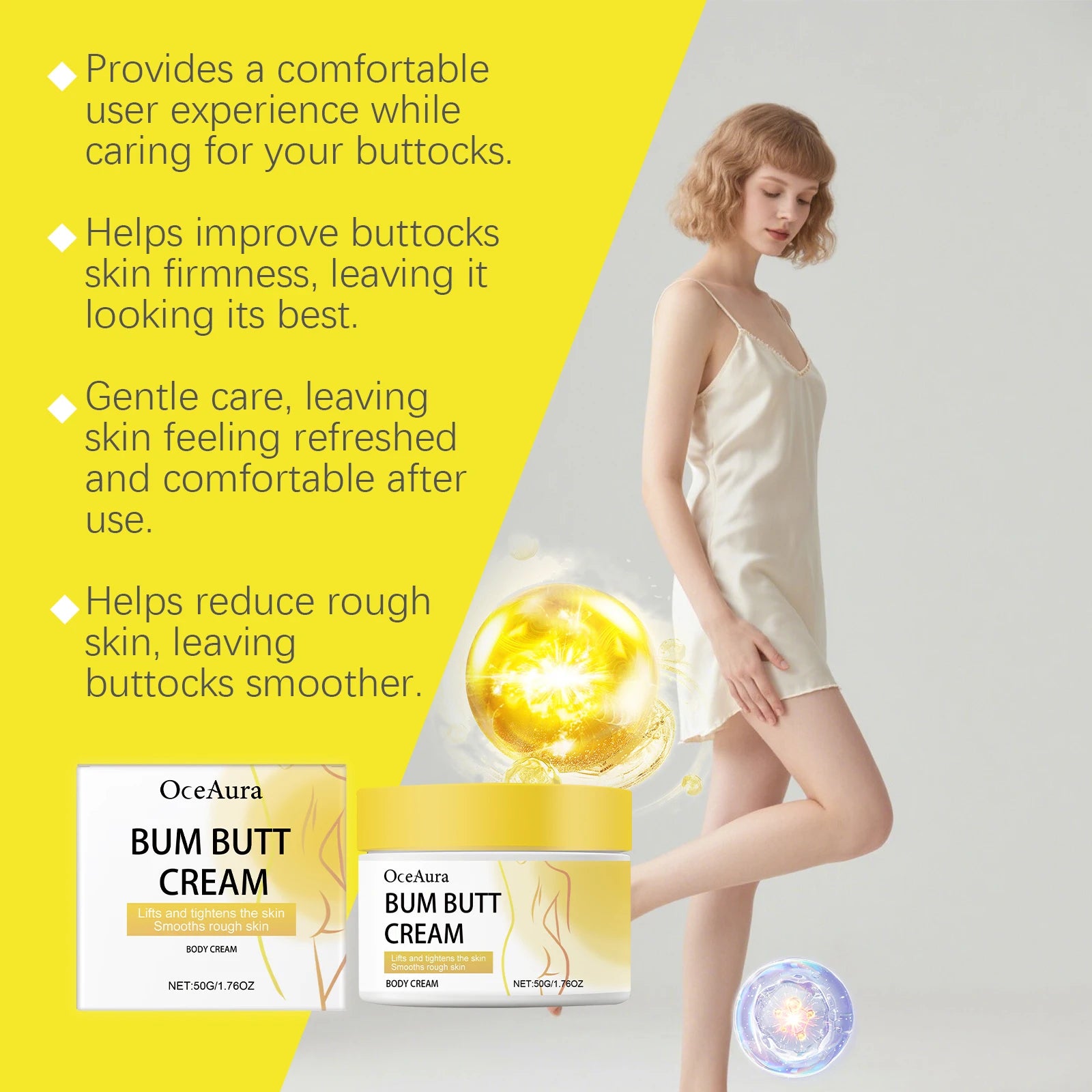 Oceaura Butt Care Cream Moisturizing Skin Reduce Dryness Enhance Smoothness Lifting Tighten Improve Skin Texture Shaping Cream