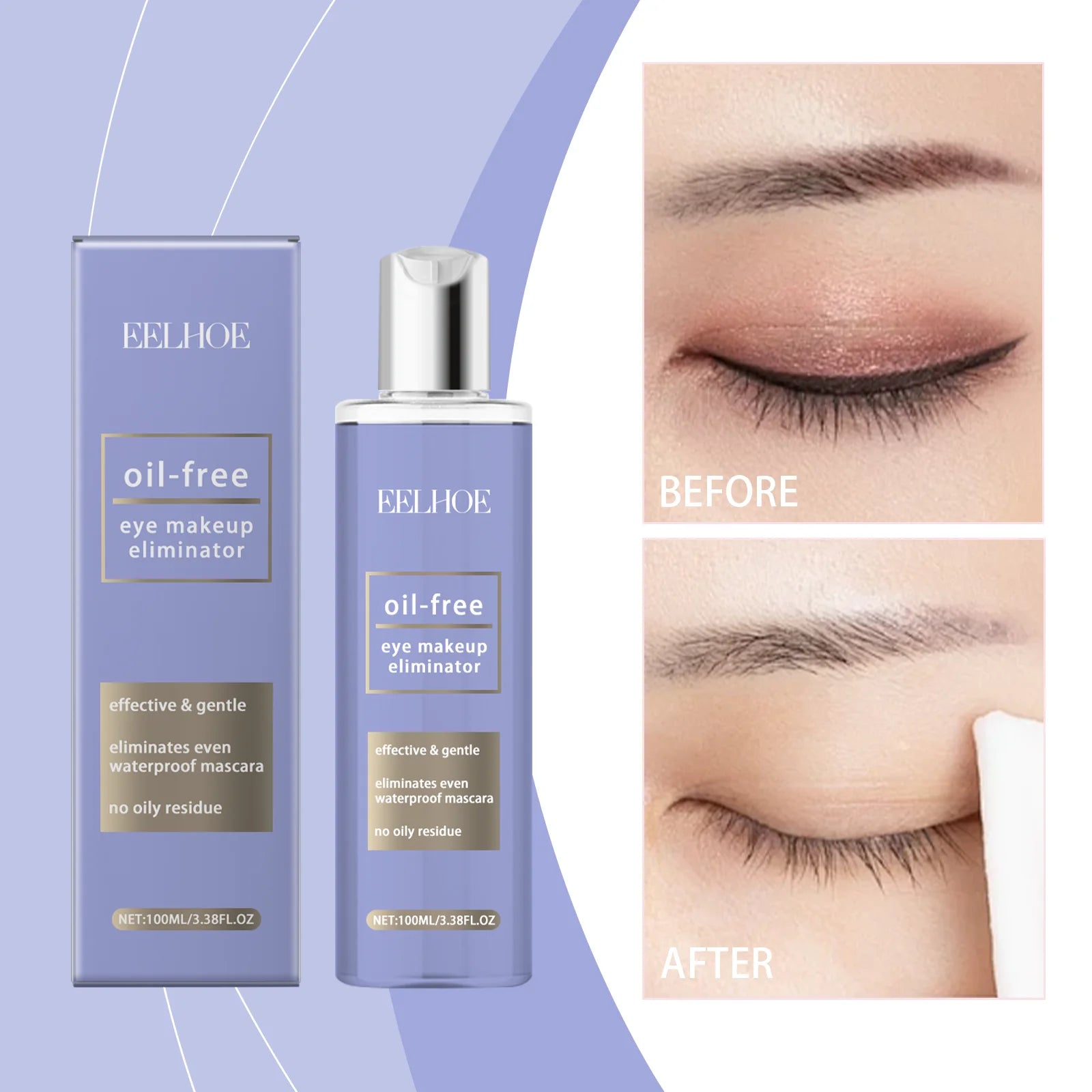 Eye Lip Makeup Remover Remove Stubborn Waterproof Eye Makeup Cleaning Refreshing Three In One Cleansing Makeup Remover Water