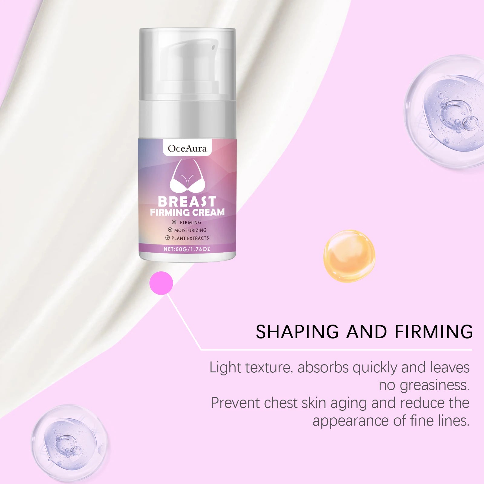 Oceaura Breast Firming Cream Nourishing Reduce Sagging Anti-wrinkle Lifting Quick Absorbed Massage Tightening Breast Lotion