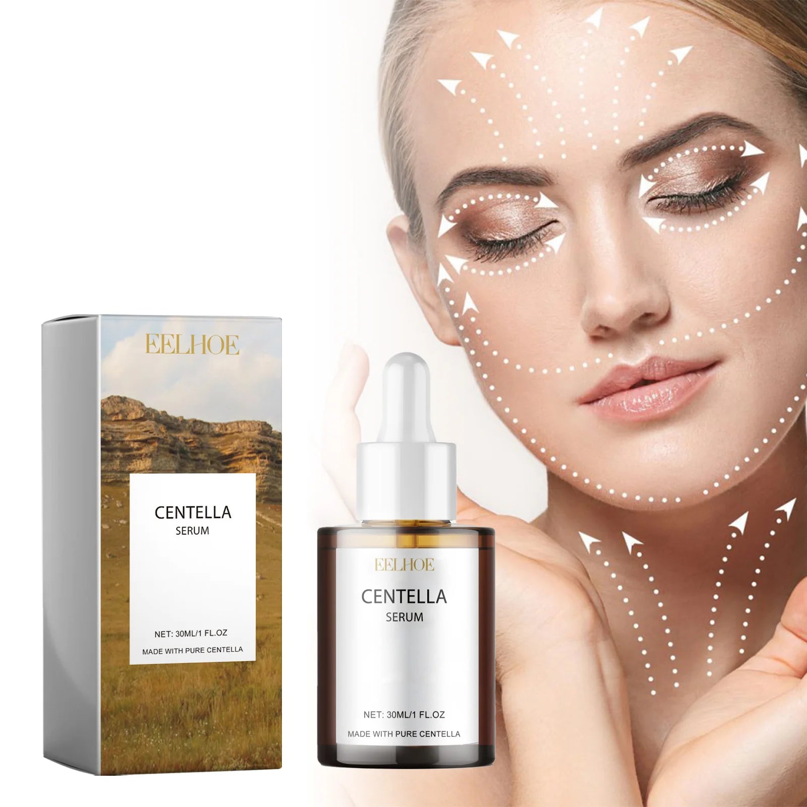 EELHOE Centella Asiatica Serum Tighten Skin Soothing Smooth Improve Dryness Deep Hydration Face Care Moisturizing Facial Serum