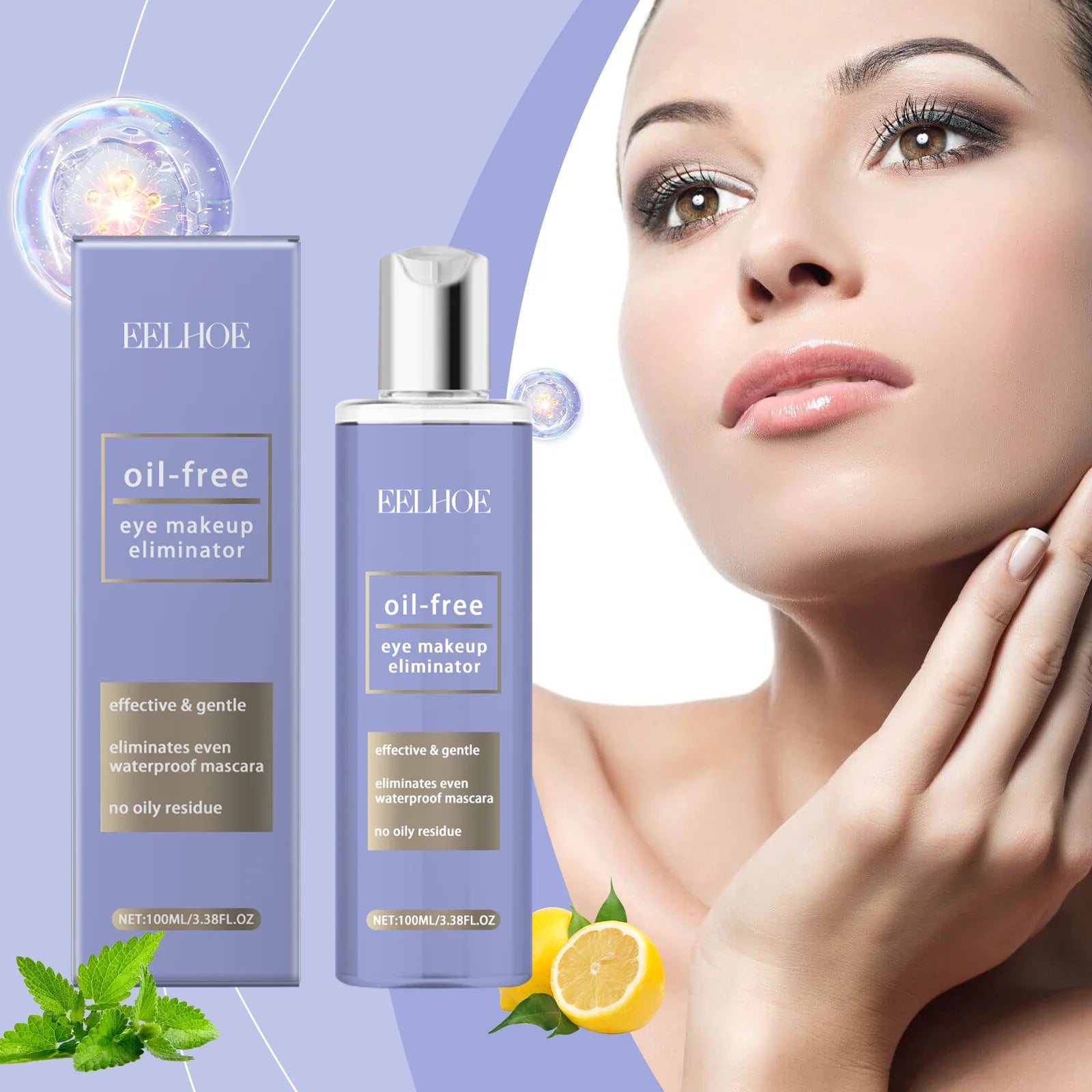 Eye Lip Makeup Remover Remove Stubborn Waterproof Eye Makeup Cleaning Refreshing Three In One Cleansing Makeup Remover Water