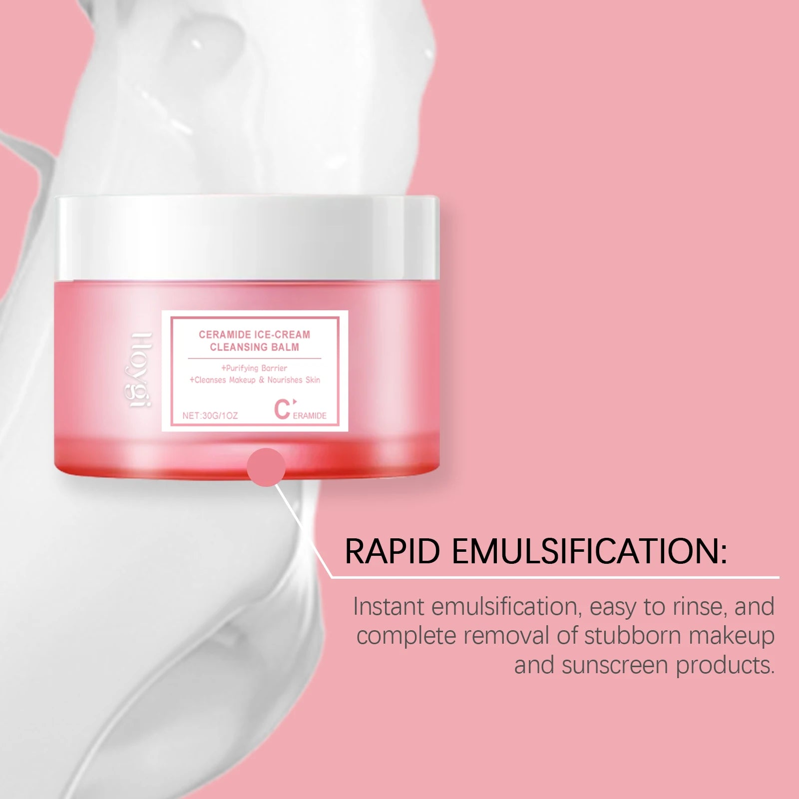 Hoygi Face Makeup Remover Balm Moisturizing Skin No Tight Non-irritating Purifying Pores Shrinking Refreshing Eyes and Lip Clean