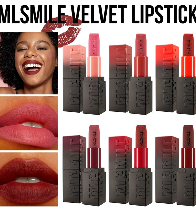 6-Color Embossed Matte Lipstick, Easy to Apply, Moisturizing and Natural Finish Long-Lasting Smooth Texture for Soft and Elegant