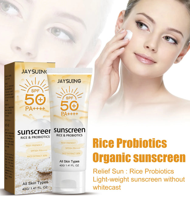 Jaysuing 40g Summer Probiotic Organic Sunscreen Outdoor Isolation Uv Protection Spf 50 Moisturizing Whiten Skin Body Sunblock