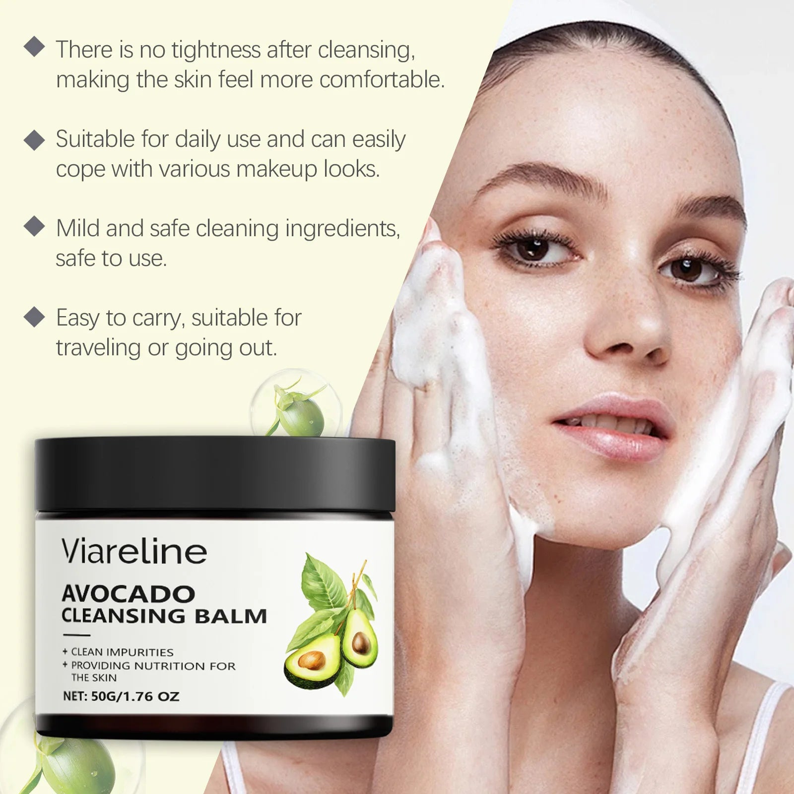 Viareline Makeup Remove Balm Gentle Cleaning Pore Dirts Moisturizing No-sticky Refreshing Enhance Smoothness Face Makeup Remover