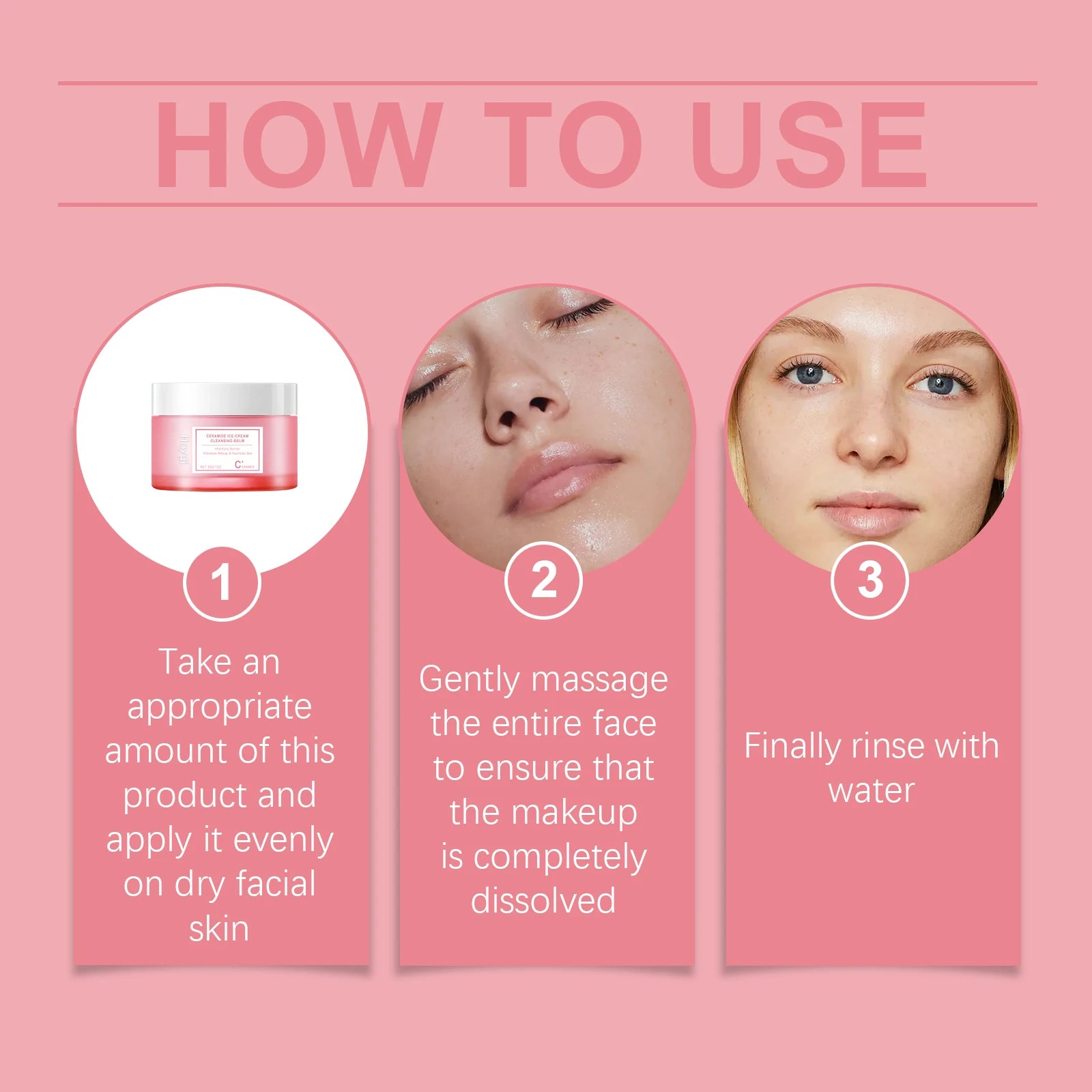 Hoygi Face Makeup Remover Balm Moisturizing Skin No Tight Non-irritating Purifying Pores Shrinking Refreshing Eyes and Lip Clean