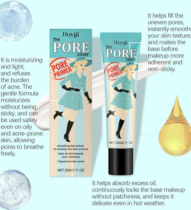 Hoygi Face Makeup Pore Primer Moisturizing Long Lasting Non-sticky Even Skin Tone Oil Control Sweatproof Smoothing Pore Primer