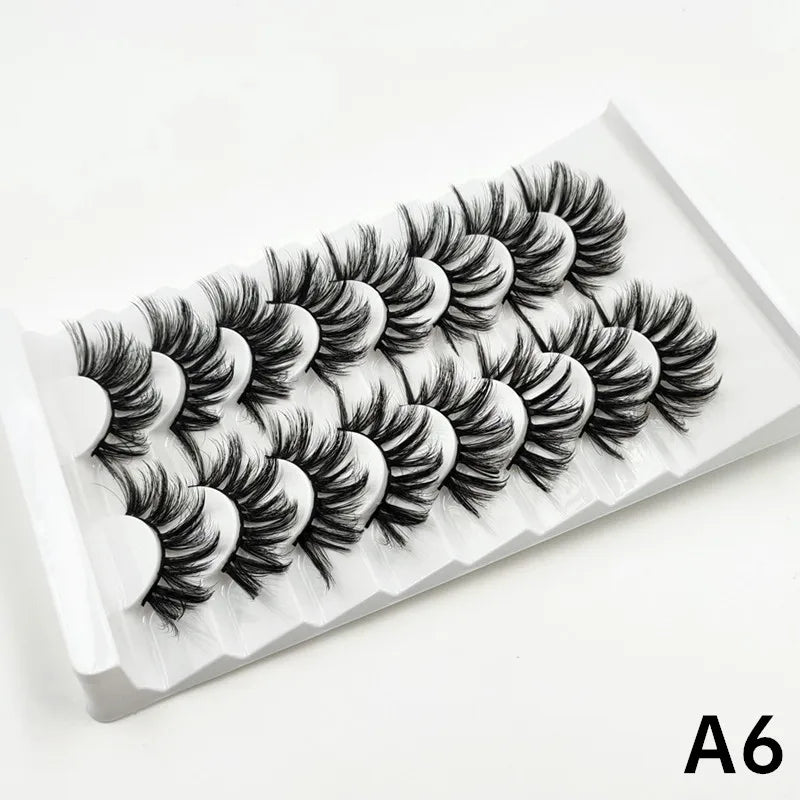 7 pairs of 25mm mink eyelashes in bulk, Russian fluffy natural false eyelashes, 8 pairs of 3D natural false eyelashes in bulk