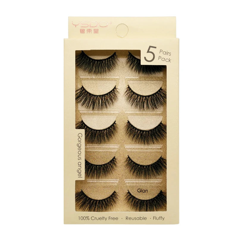 YSDO 3/5 Pairs 3D Mink False EyeLashes Winged Lashes Thick EyeLashes Makeup Fake EyeLashes Volume Lash Dramatic Mink EyeLashes