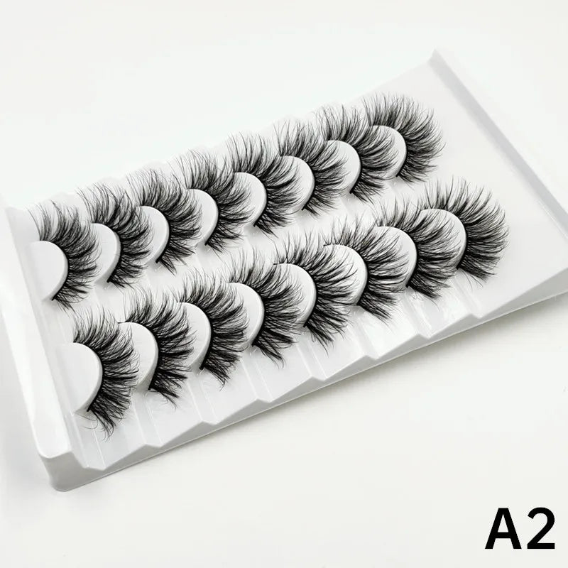 7 pairs of 25mm mink eyelashes in bulk, Russian fluffy natural false eyelashes, 8 pairs of 3D natural false eyelashes in bulk