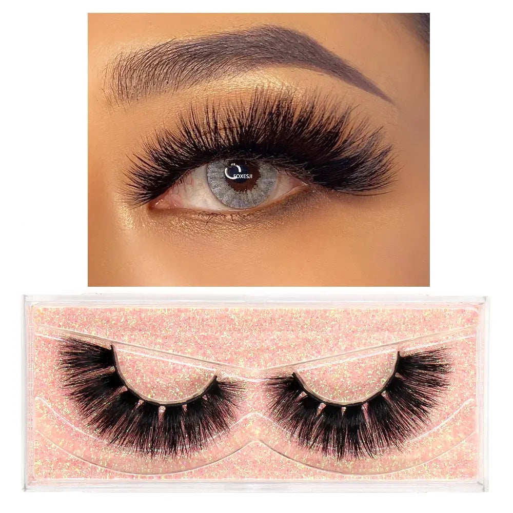 FOXESJI Lashes 3D Mink Eyelashes Popular Natural long Fluffy Dramatic Eyelash Extension Makeup Eye Lashes Full False Eyelashes