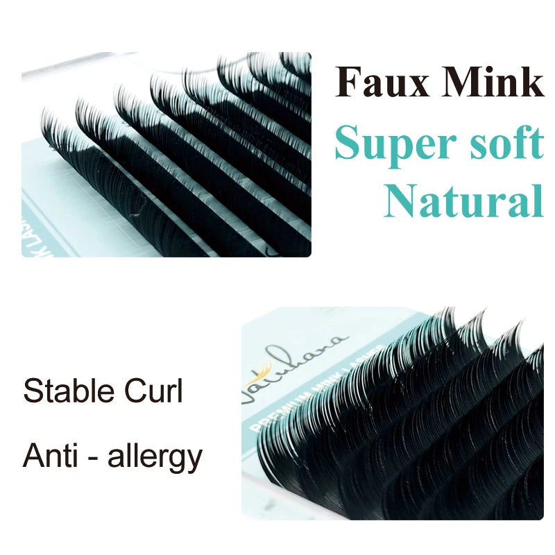 NATUHANA Korea PBT 16Rows B C D Curl Eyelash Extension False Individual Lashes Hand Made Faux Mink Eyelashes for Extensions