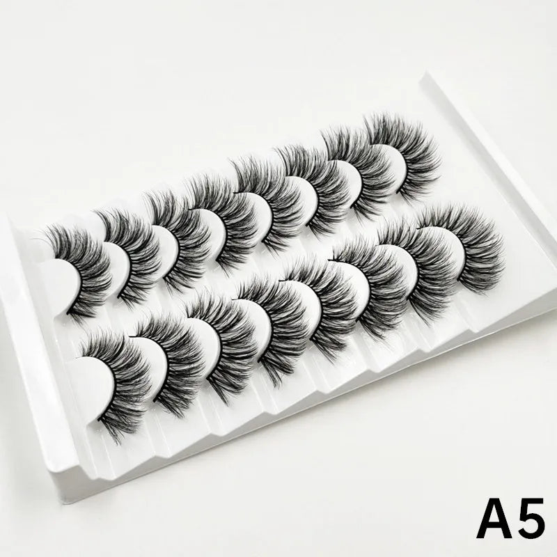 7 pairs of 25mm mink eyelashes in bulk, Russian fluffy natural false eyelashes, 8 pairs of 3D natural false eyelashes in bulk