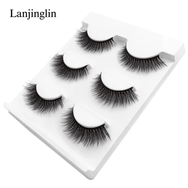 New 3 pairs natural false eyelashes fake lashes long makeup 3d mink lashes extension eyelash mink eyelashes for beauty #X11