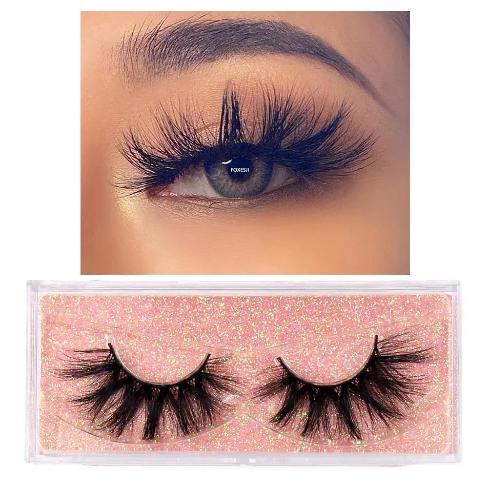 FOXESJI Lashes 3D Mink Eyelashes Popular Natural long Fluffy Dramatic Eyelash Extension Makeup Eye Lashes Full False Eyelashes