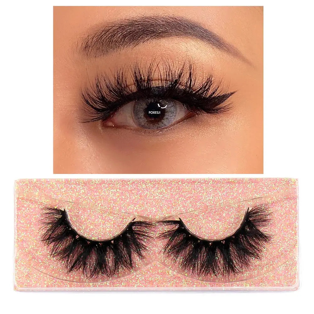 FOXESJI Makeup Eyelashes 3D Mink Eye Lashes Fluffy Soft Wispy Natural Lashes Extension Reusable Fake Lashes Mink False Eyelashes