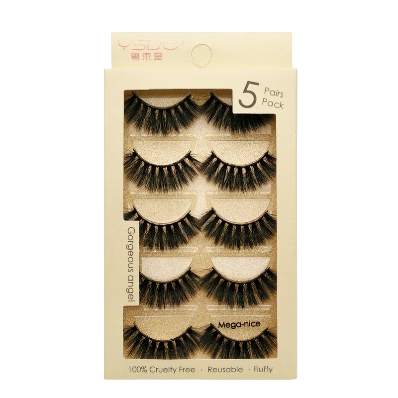 YSDO 3/5 Pairs 3D Mink False EyeLashes Winged Lashes Thick EyeLashes Makeup Fake EyeLashes Volume Lash Dramatic Mink EyeLashes