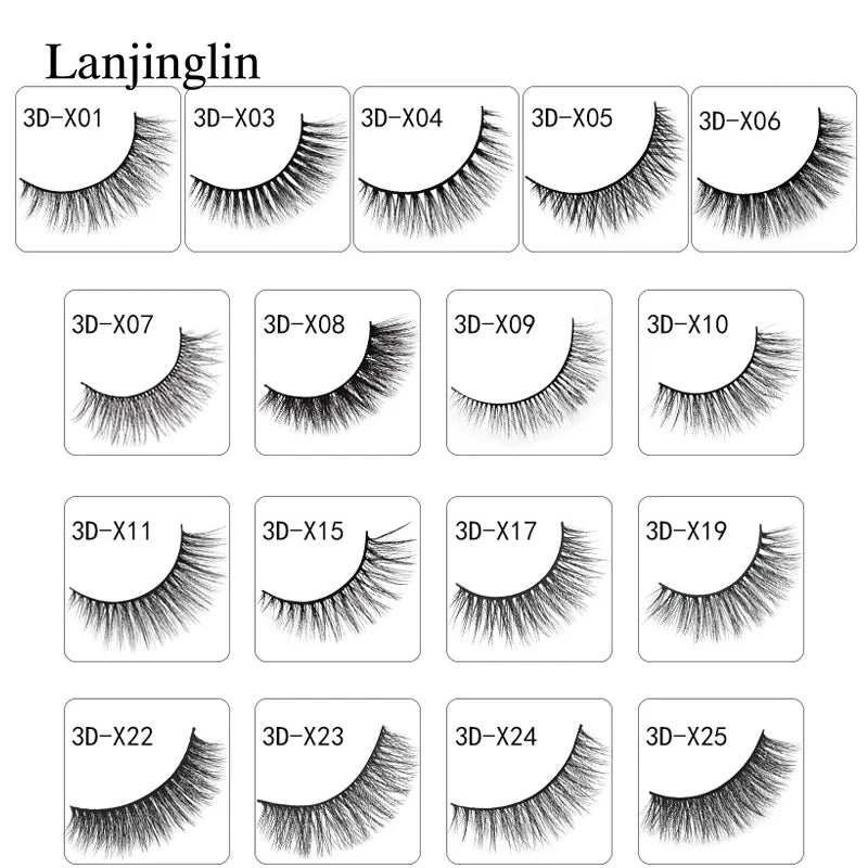 New 3 pairs natural false eyelashes fake lashes long makeup 3d mink lashes extension eyelash mink eyelashes for beauty #X11