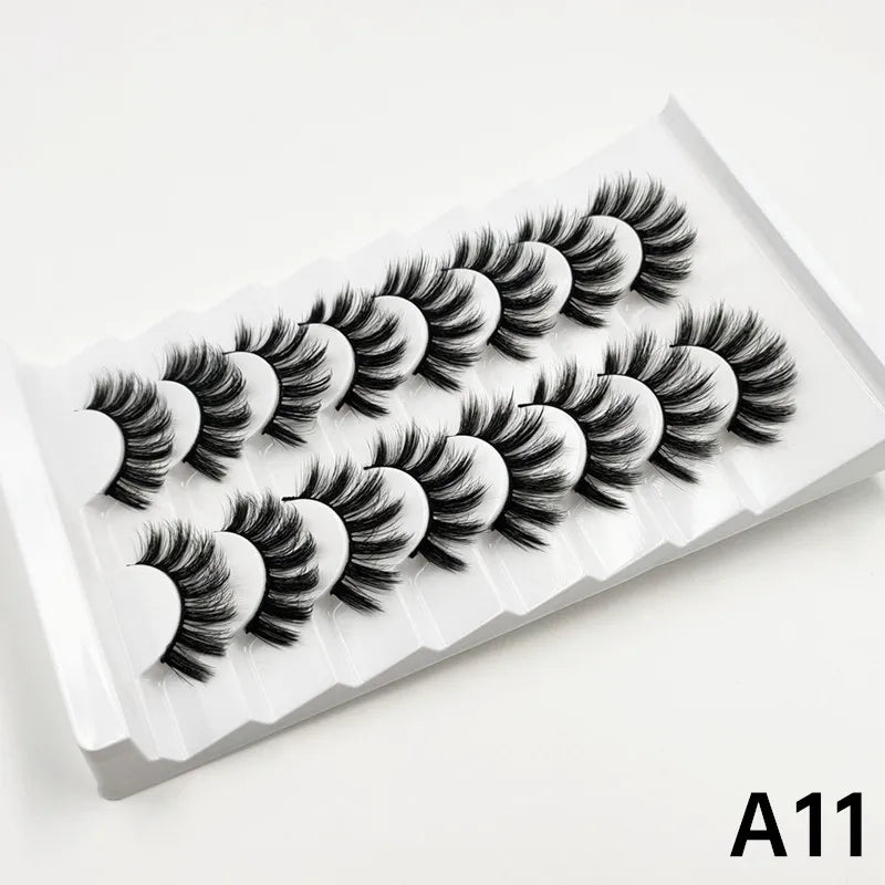 7 pairs of 25mm mink eyelashes in bulk, Russian fluffy natural false eyelashes, 8 pairs of 3D natural false eyelashes in bulk