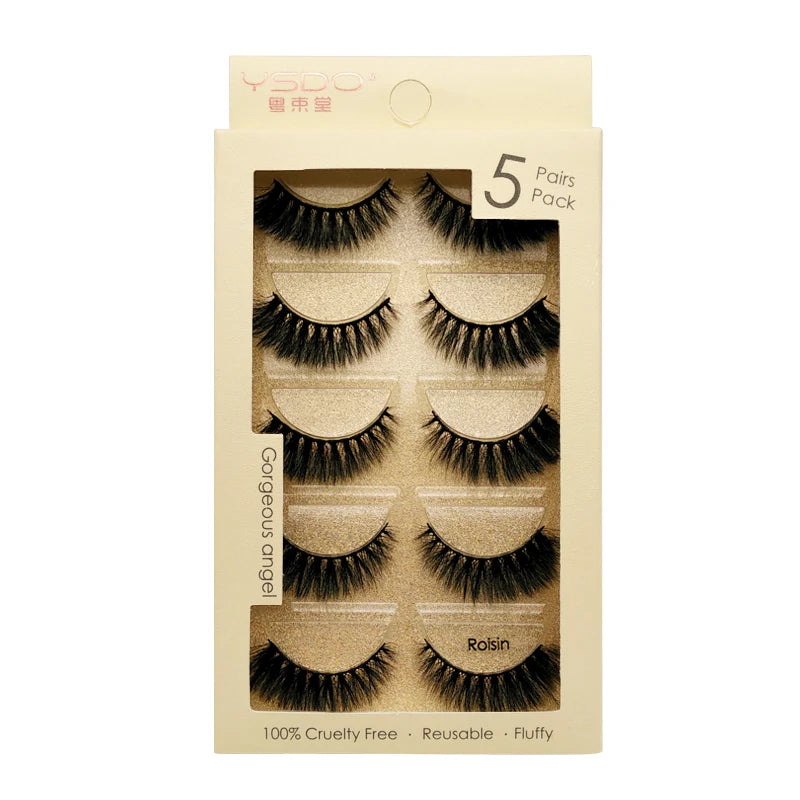 YSDO 3/5 Pairs 3D Mink False EyeLashes Winged Lashes Thick EyeLashes Makeup Fake EyeLashes Volume Lash Dramatic Mink EyeLashes
