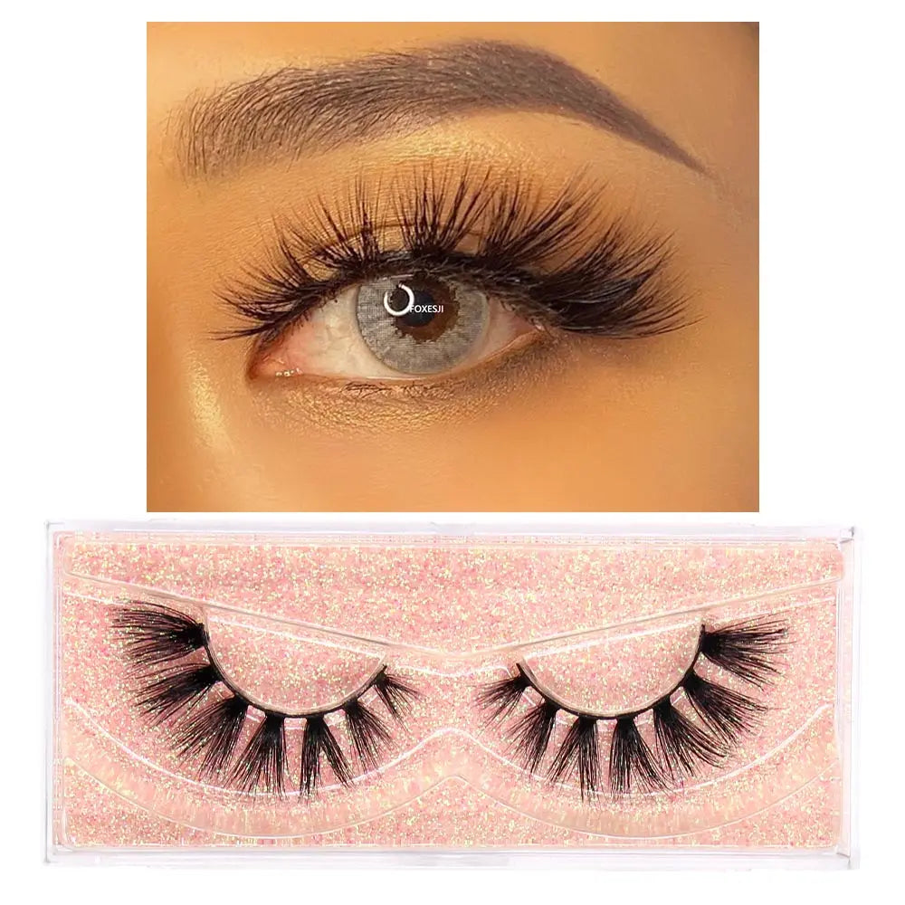 FOXESJI Lashes 3D Mink Eyelashes Popular Natural long Fluffy Dramatic Eyelash Extension Makeup Eye Lashes Full False Eyelashes