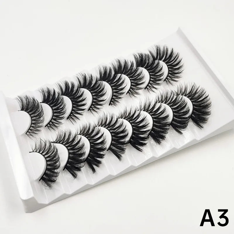 7 pairs of 25mm mink eyelashes in bulk, Russian fluffy natural false eyelashes, 8 pairs of 3D natural false eyelashes in bulk