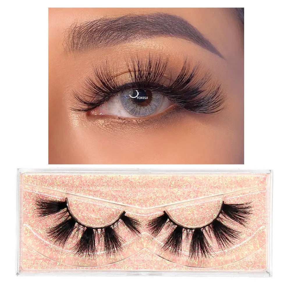 FOXESJI Lashes 3D Mink Eyelashes Popular Natural long Fluffy Dramatic Eyelash Extension Makeup Eye Lashes Full False Eyelashes