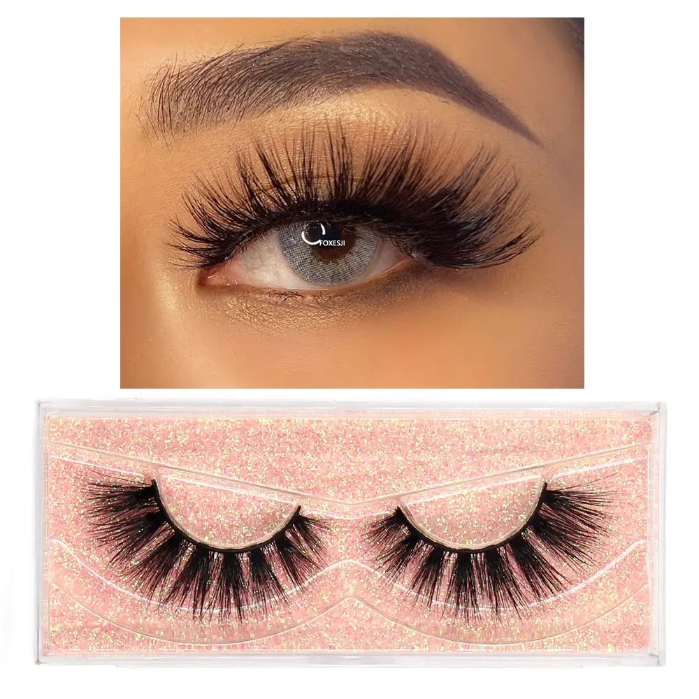 FOXESJI Lashes 3D Mink Eyelashes Popular Natural long Fluffy Dramatic Eyelash Extension Makeup Eye Lashes Full False Eyelashes
