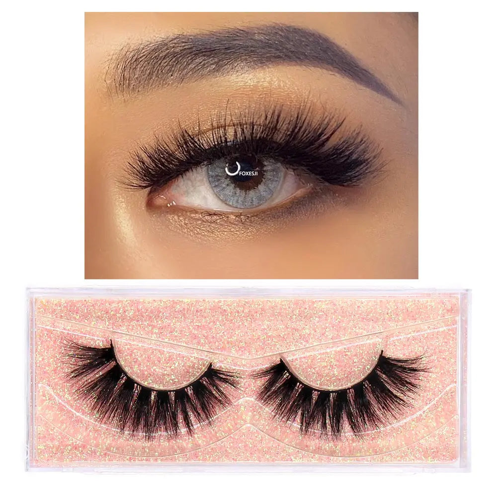 FOXESJI Lashes 3D Mink Eyelashes Popular Natural long Fluffy Dramatic Eyelash Extension Makeup Eye Lashes Full False Eyelashes